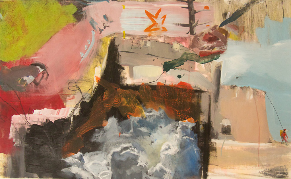 o.T., Acrylfarbe und Kohle auf Papier, 2014