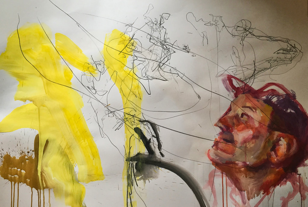 o.T., Acrylfarbe und Grafit auf Papier, 2014