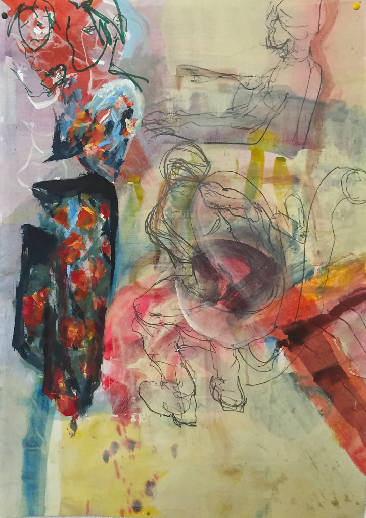 o.T., Acrylfarbe und Grafit auf Papier, 2014