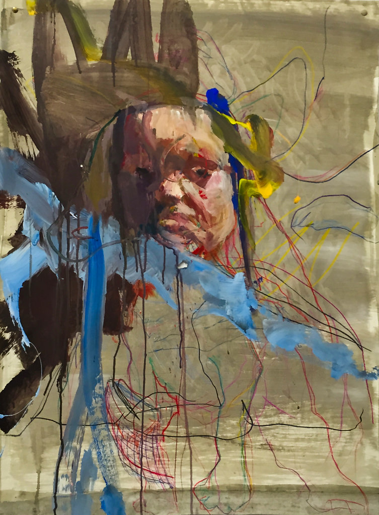 o.T., Buntstifte und Acrylfarbe auf Papier, 2014