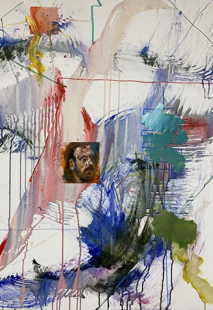 o.T., Acryl, Öl und Buntstifte auf Leinwand, 2020