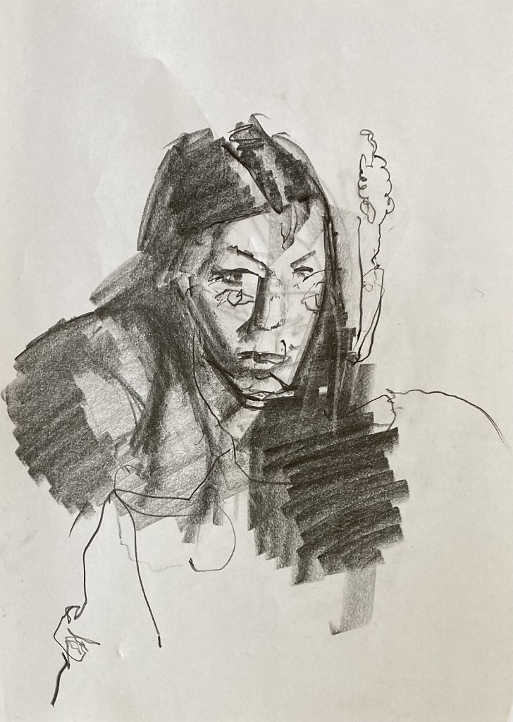 o.T., Grafit auf Papier, 2021