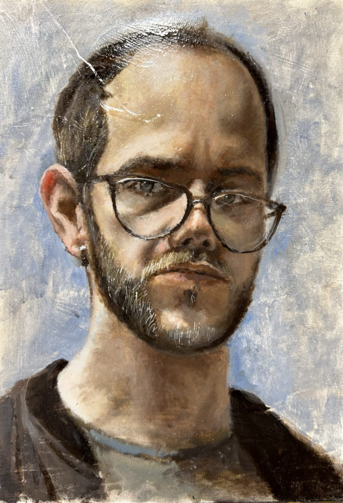 Selbstportrait, Tempera auf Holz, 40x30cm 2024